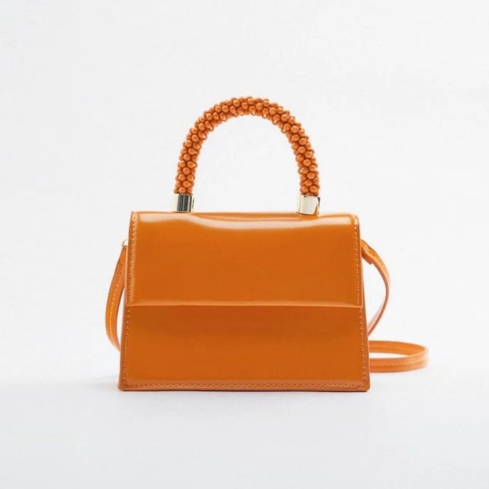 Zara Orange Bead Top Handle Bag